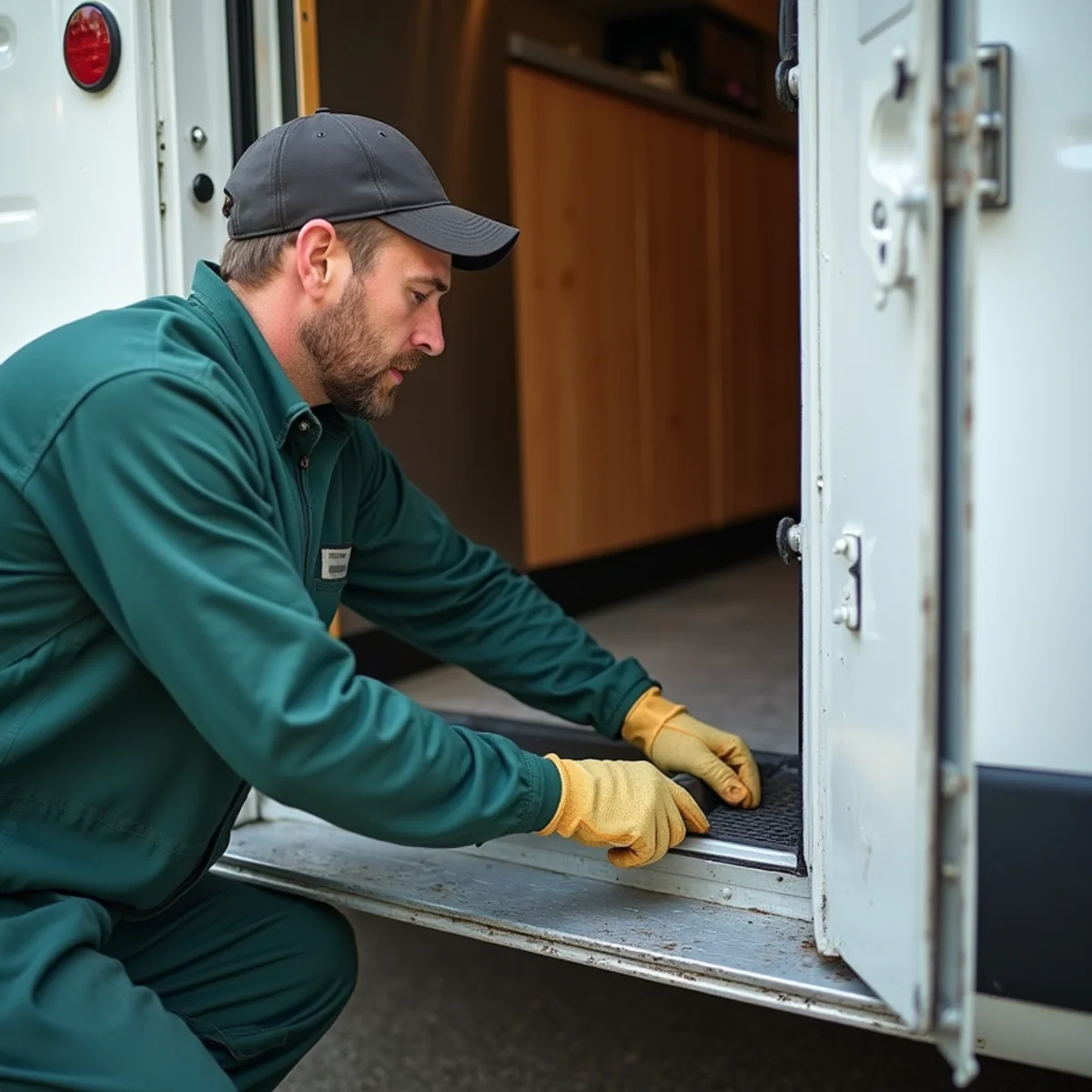 Commercial heavy-duty aluminum door sweep preventing rodent entry