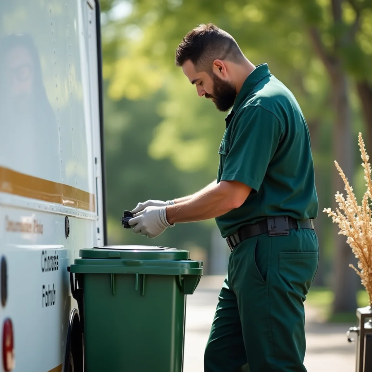 Placing discreet insect monitor behind office waste and recycling station