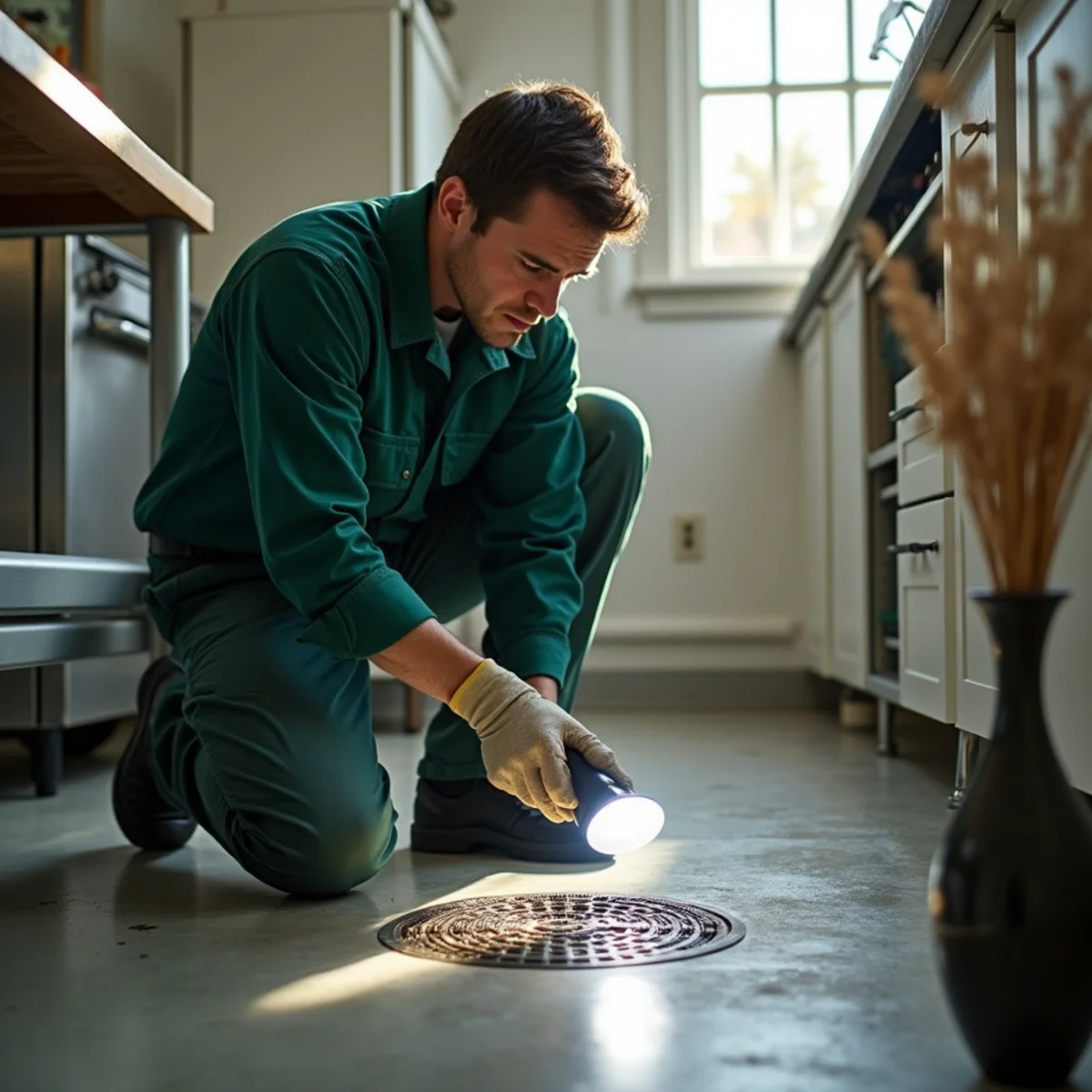Commercial kitchen floor drain inspection for fly control
