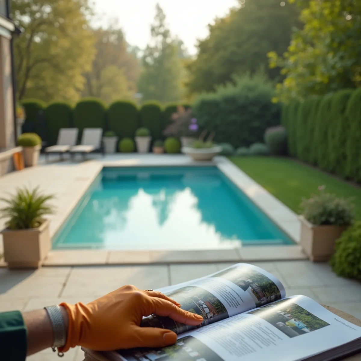 Suburban backyard patio and lawn protected by professional mosquito treatment