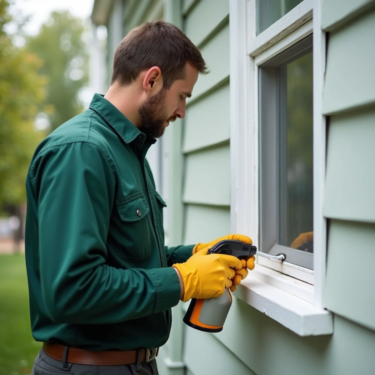 Applying non-repellent transfer insecticide around window framing