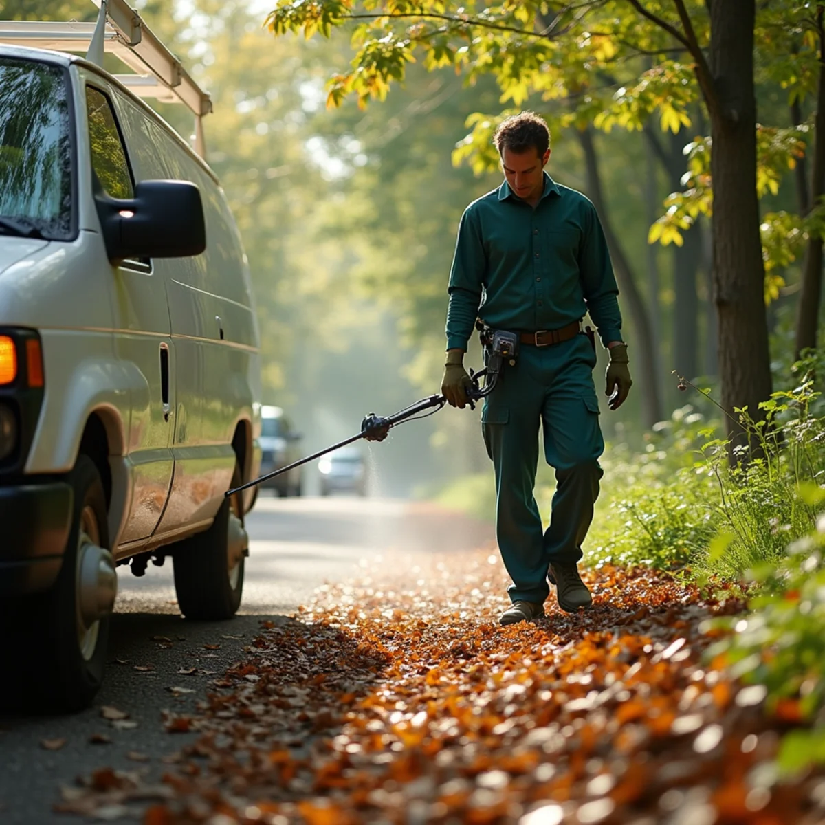 Wooded property line tick mist barrier treatment in Dix Hills - Dix Hills NY